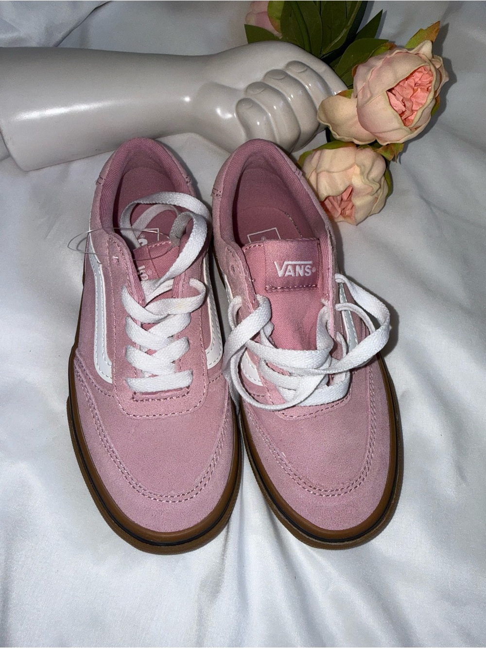Vans Pink Suede Old Skool Sneakers with White Stripe